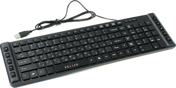Клавиатура Оклик 530S USB, 1.45 м, черный, slim